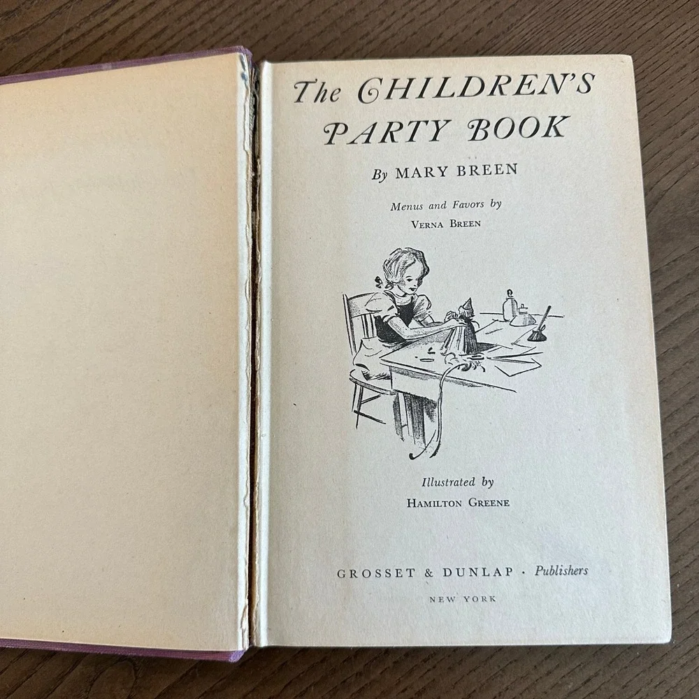 Childrens Party Book Mary Breen Vtg 1941 Hardcover Grosset Dunlap Illustrated